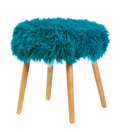 Turquoise Faux Fur Stool